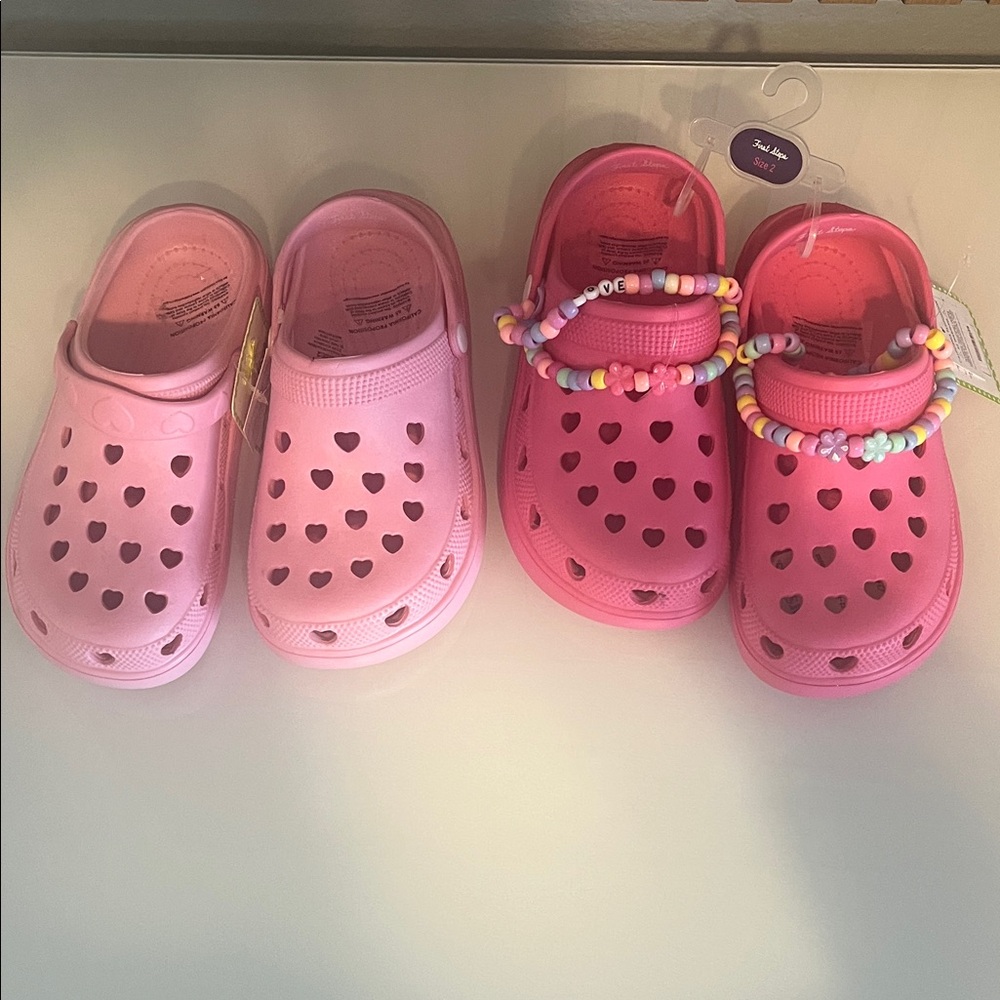 Charming Pink Heart Cutout Kids Clogs #2